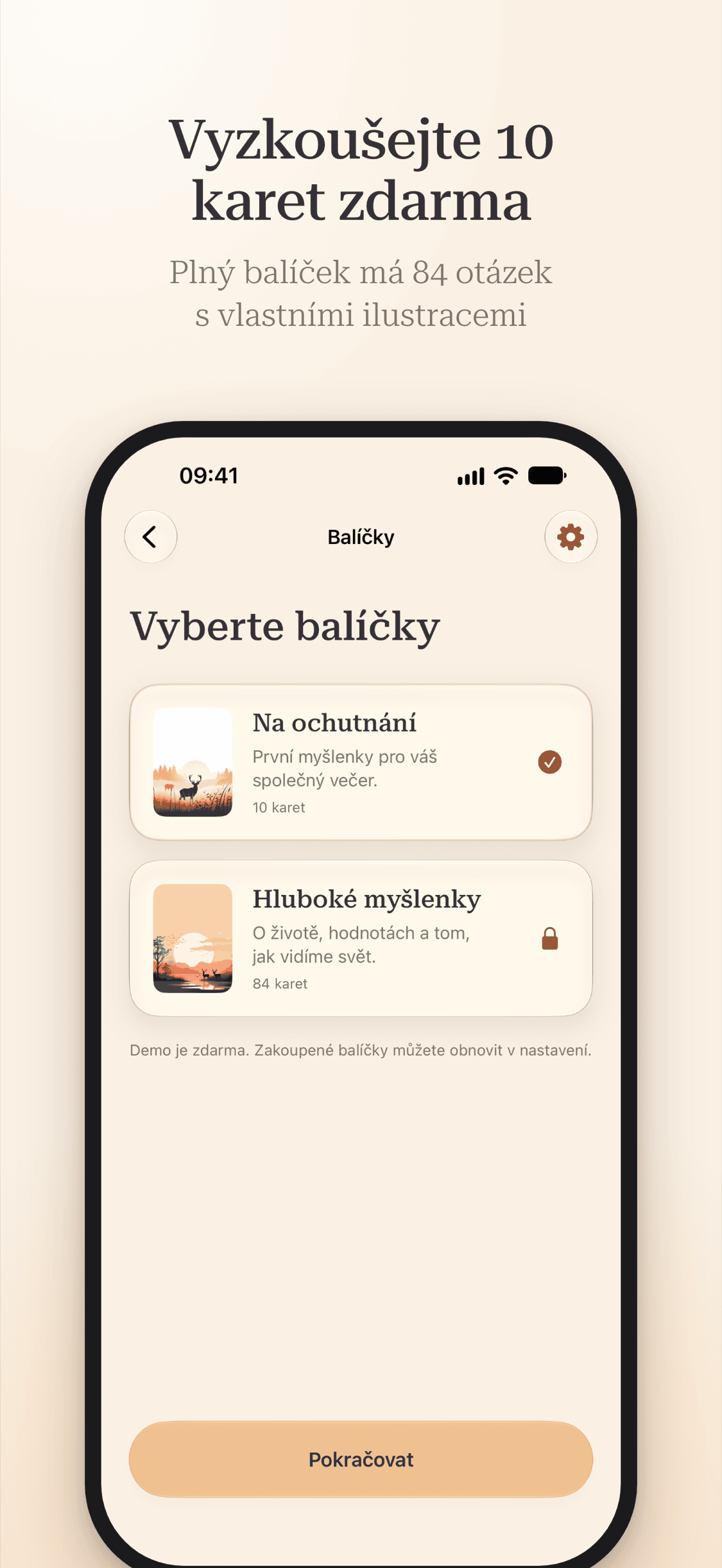 Hluboké myšlenky · screenshot z připravované aplikace 4