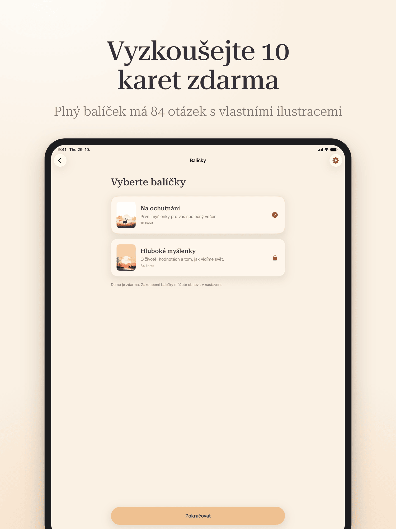 Hluboké myšlenky · screenshot z připravované aplikace 4